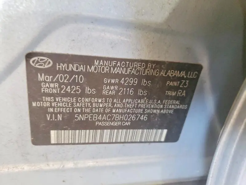 2011 HYUNDAI SONATA GLS  