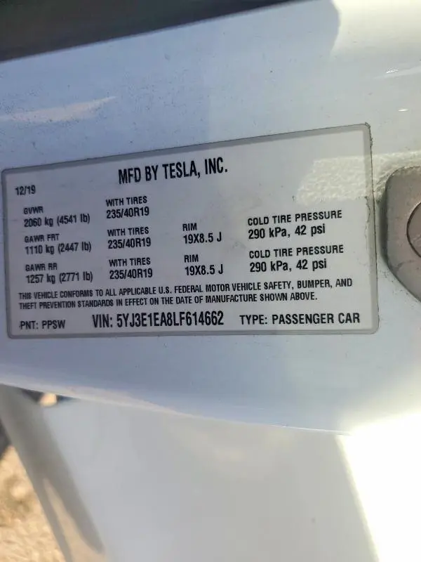 2020 TESLA MODEL 3   