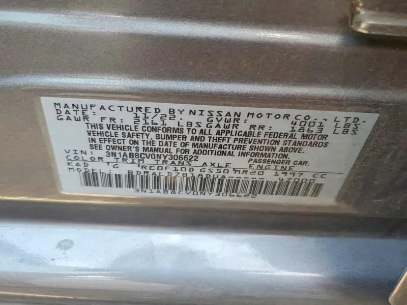 2022 NISSAN SENTRA SV  