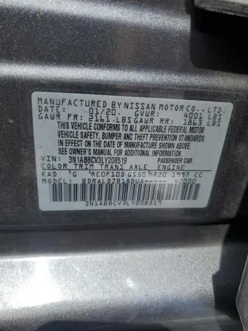 2020 NISSAN SENTRA SV  