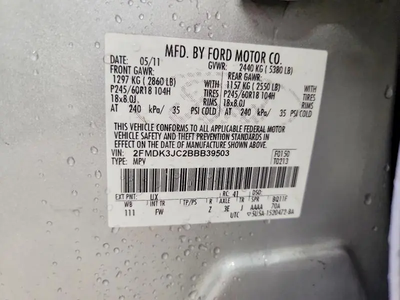 2011 FORD EDGE SEL  