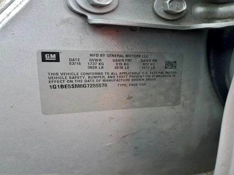 2016 CHEVROLET CRUZE LT  