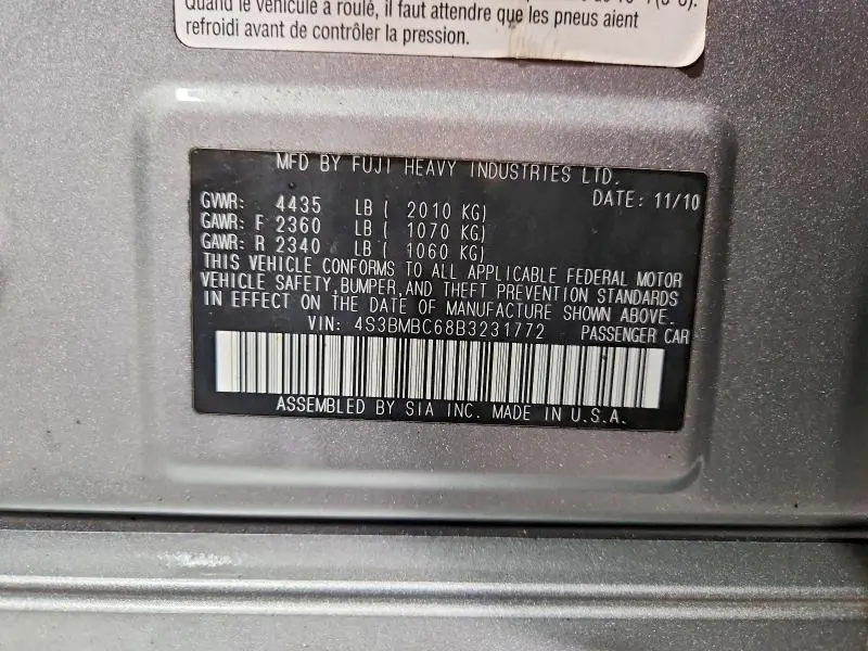 2011 SUBARU LEGACY 2.5I PREMIUM  