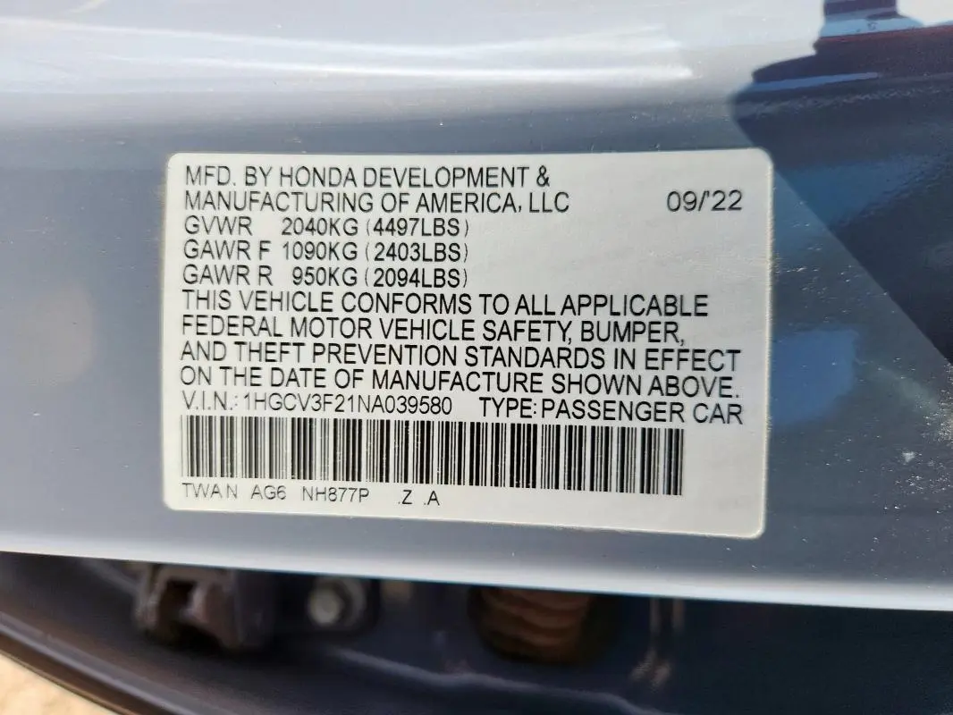 2022 HONDA ACCORD HYBRID SPORT  
