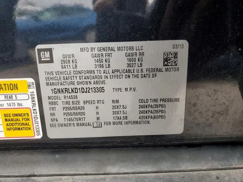 2013 CHEVROLET TRAVERSE LTZ  