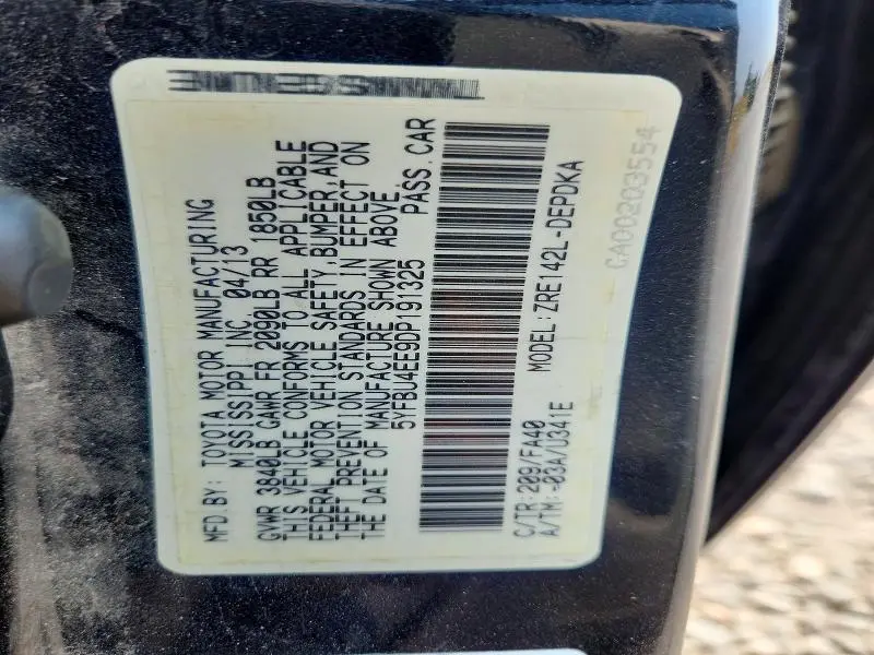 2013 TOYOTA COROLLA L  