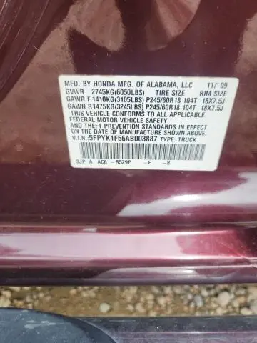 2010 HONDA RIDGELINE RTL  