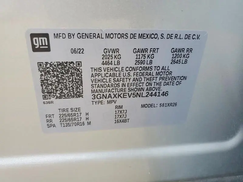 2022 CHEVROLET EQUINOX LT  