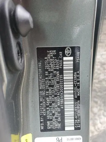2012 TOYOTA CAMRY HYBRID  