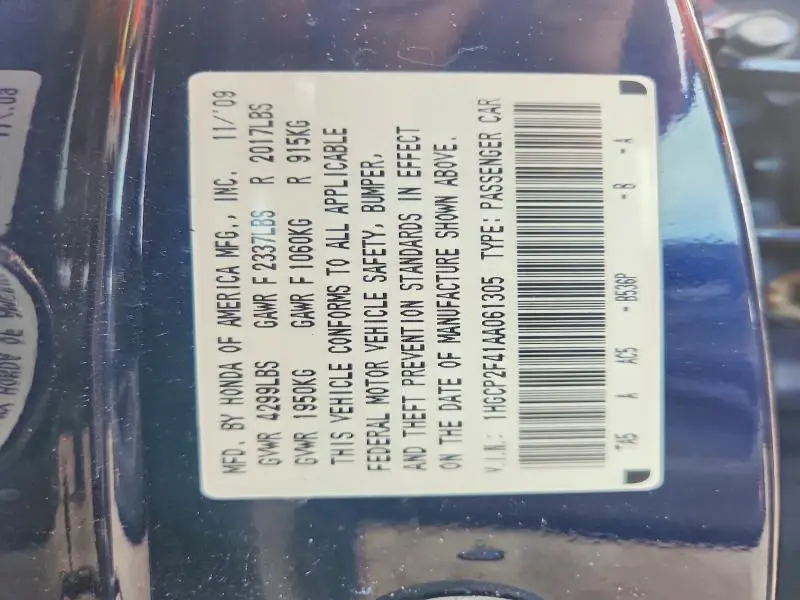 2010 HONDA ACCORD LXP  