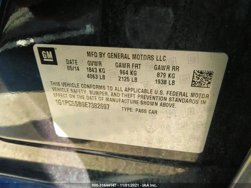 2014 CHEVROLET CRUZE 1LT