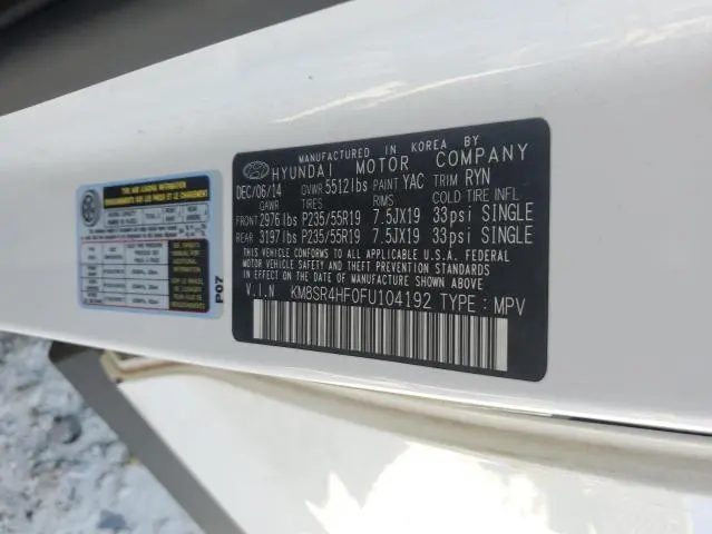 2015 HYUNDAI SANTA FE GLS  