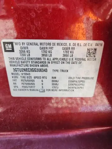 2016 GMC SIERRA K1500 SLT  