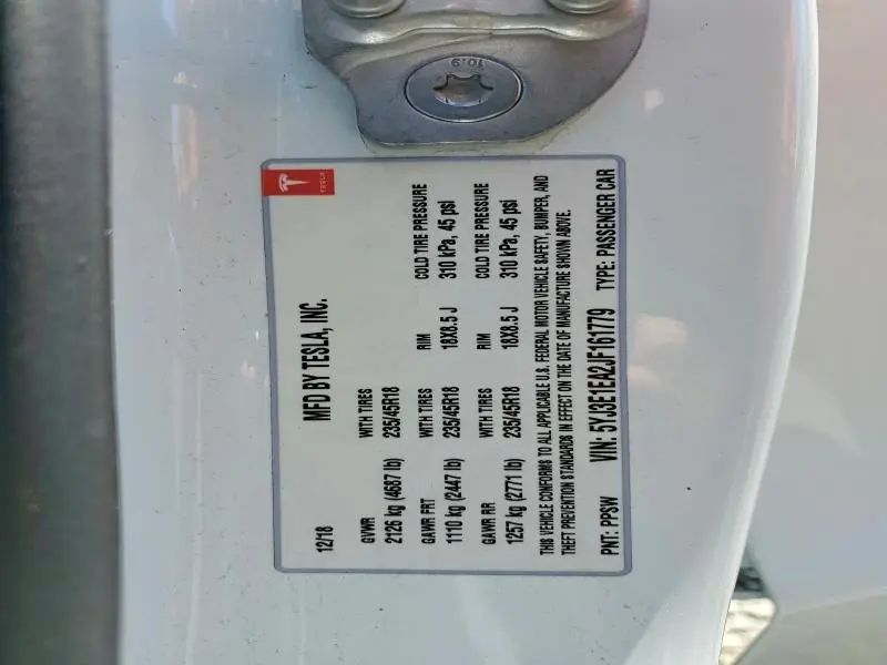 2018 TESLA MODEL 3   