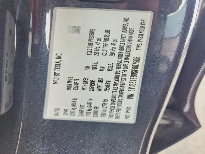 2025 TESLA MODEL 3   