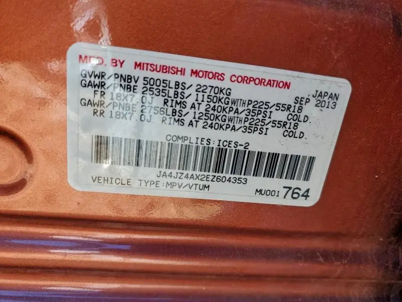 2014 MITSUBISHI OUTLANDER GT  