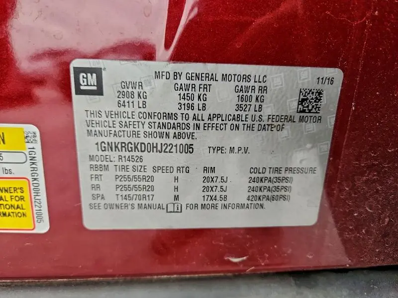 2017 CHEVROLET TRAVERSE LT  