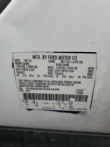 2017 FORD EXPLORER POLICE INTERCEPTOR  