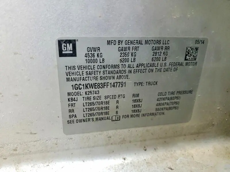 2015 CHEVROLET SILVERADO K2500 HEAVY DUTY LTZ  