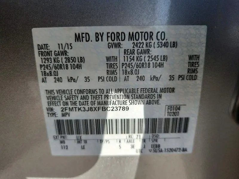 2015 FORD EDGE SEL  