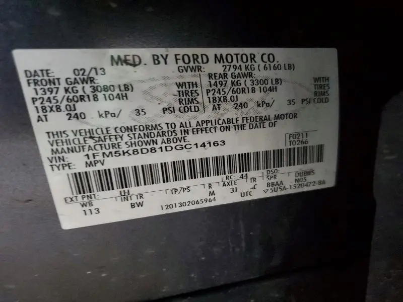 2013 FORD EXPLORER XLT  