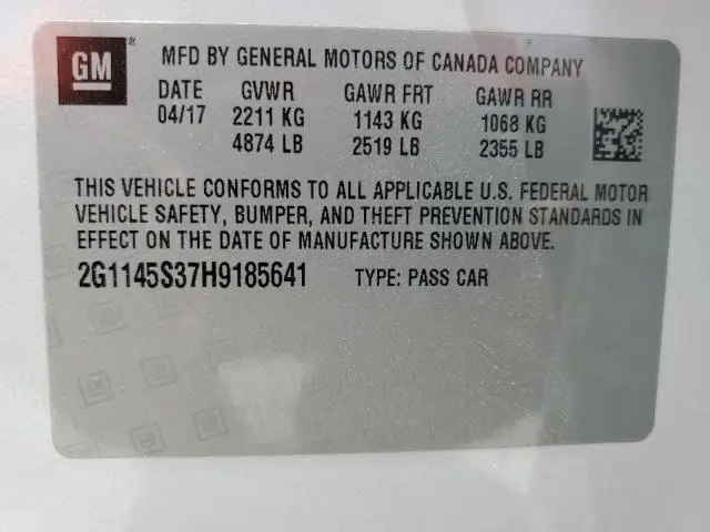 2017 CHEVROLET IMPALA PREMIER  