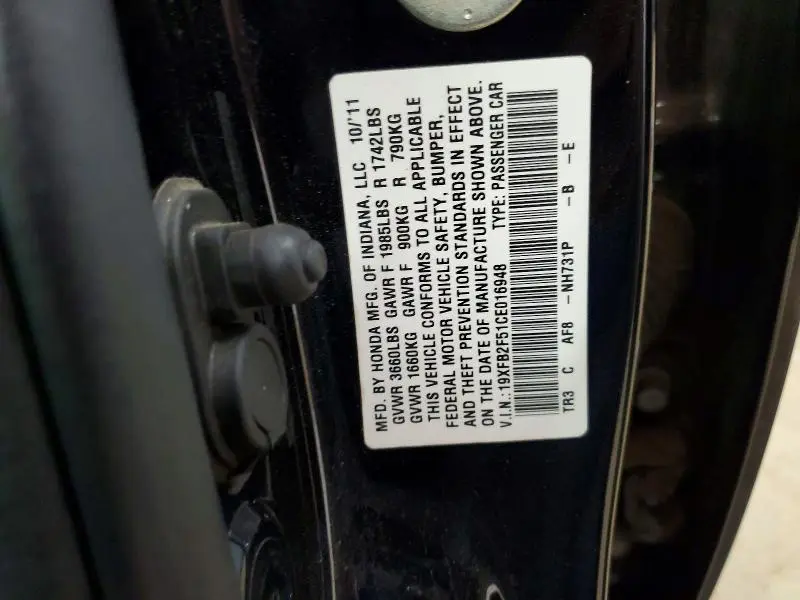 2012 HONDA CIVIC LX  