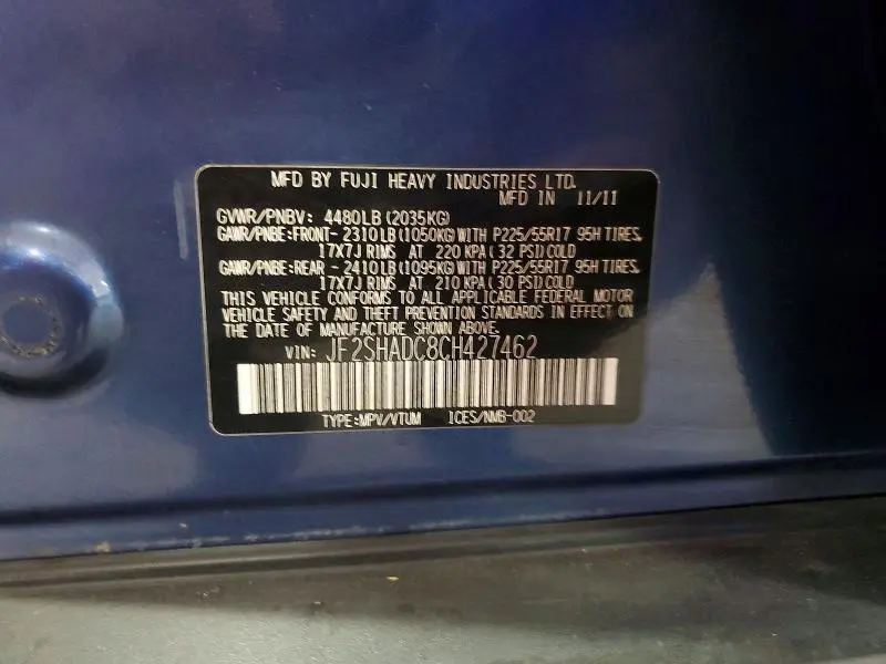 2012 SUBARU FORESTER 2.5X PREMIUM  