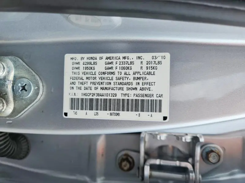 2010 HONDA ACCORD LX  
