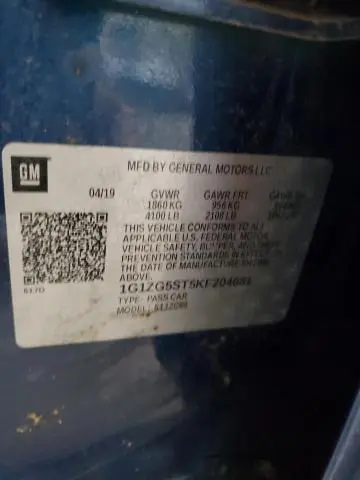 2019 CHEVROLET MALIBU RS  