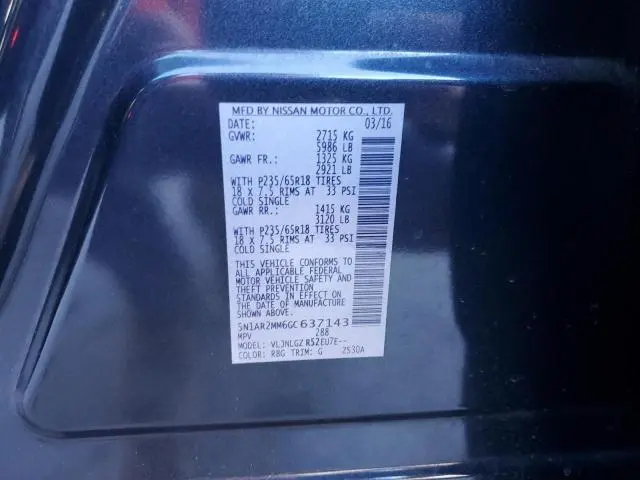 2016 NISSAN PATHFINDER S  