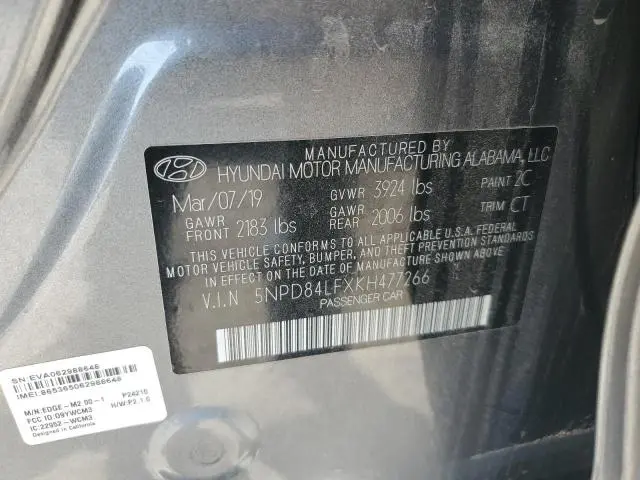 2019 HYUNDAI ELANTRA SEL  