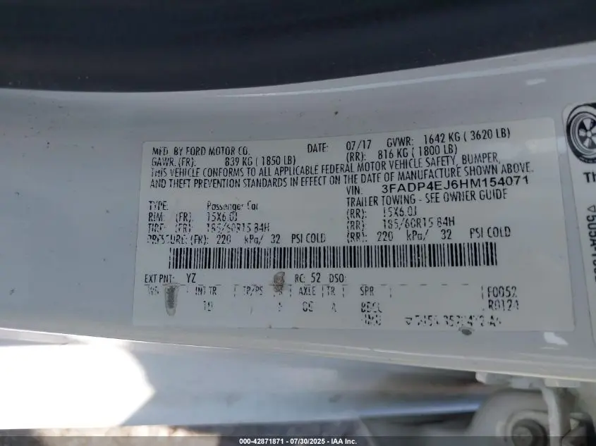2017 FORD FIESTA SE