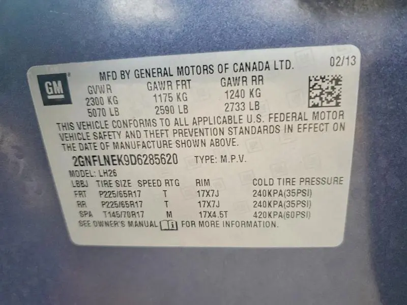 2013 CHEVROLET EQUINOX LT  