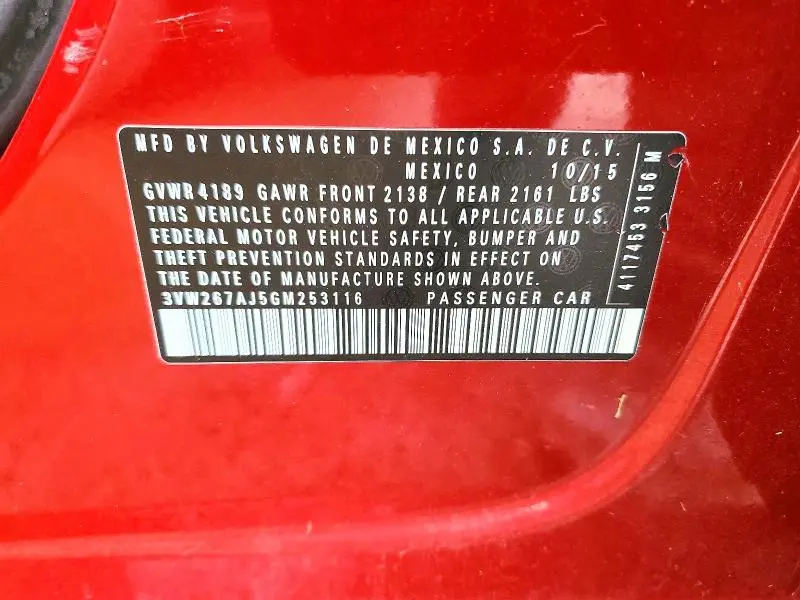 2016 VOLKSWAGEN JETTA S  