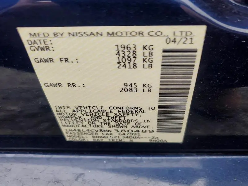 2021 NISSAN ALTIMA SR  