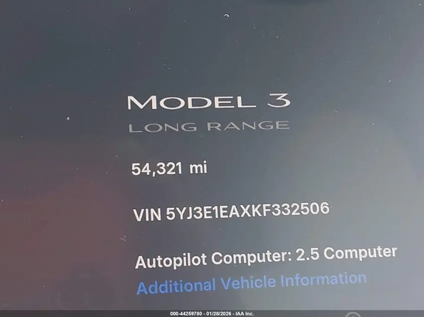 2019 TESLA MODEL 3 LONG RANGE/MID RANGE/STANDARD RANGE/STANDARD RANGE PLUS