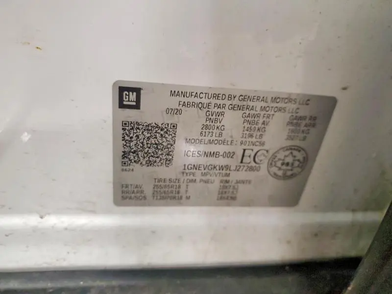 2020 CHEVROLET TRAVERSE LT  