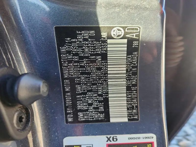 2014 TOYOTA COROLLA L  