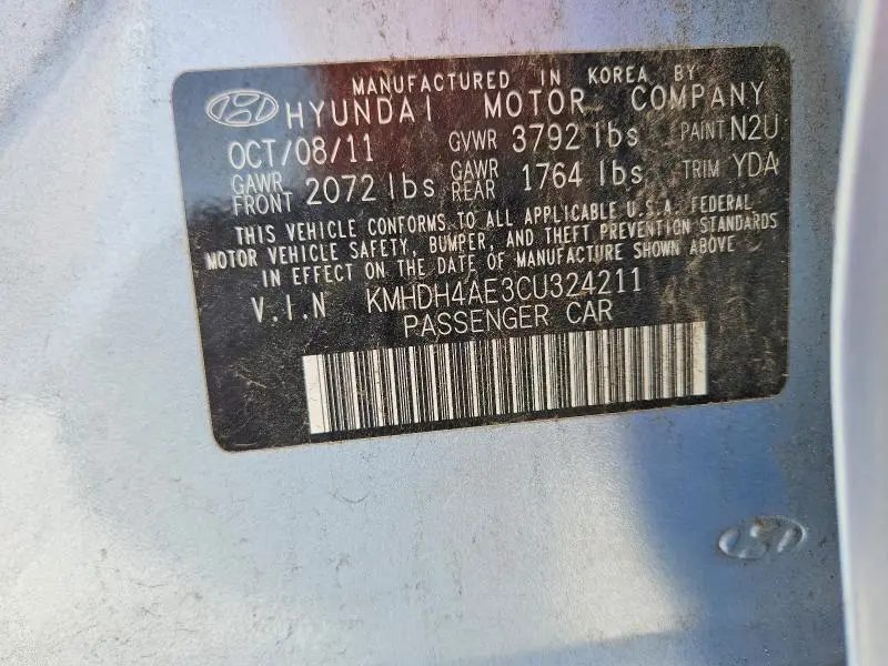 2012 HYUNDAI ELANTRA LIMITED  