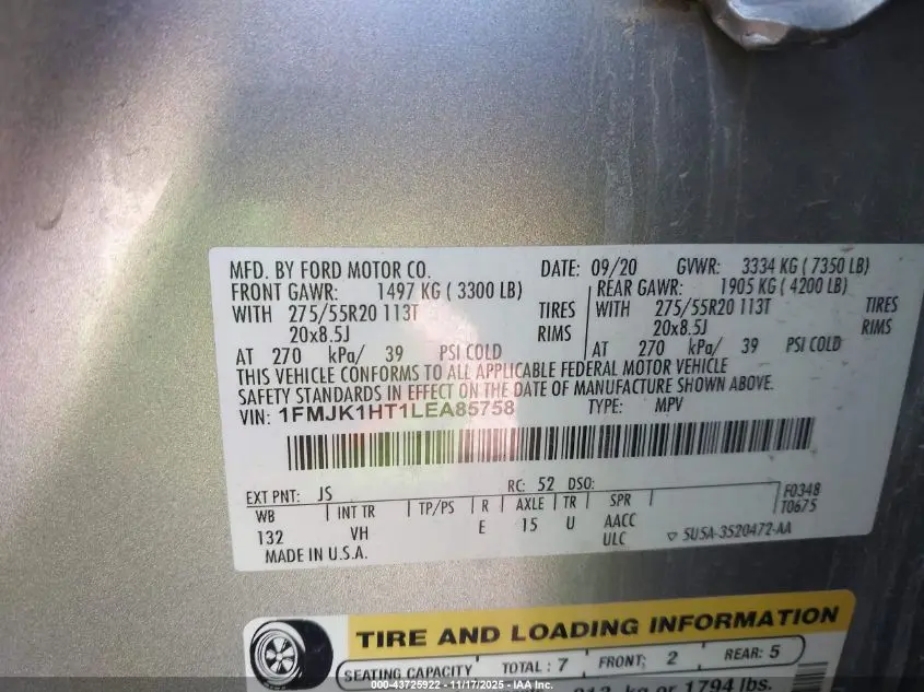 2020 FORD EXPEDITION XLT MAX