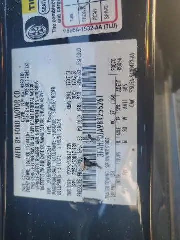 2011 FORD FUSION SEL