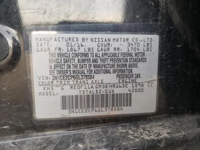 2016 NISSAN VERSA NOTE S  