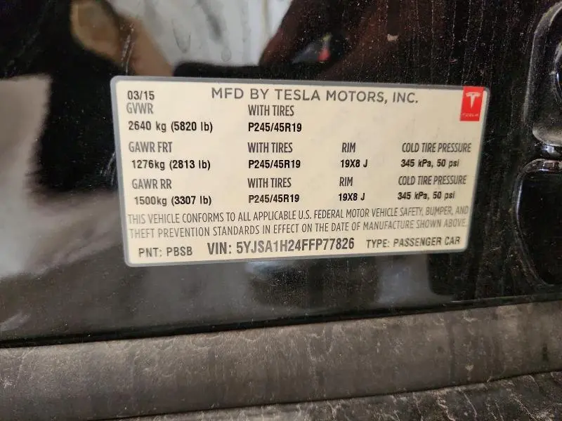 2015 TESLA MODEL S 85D  