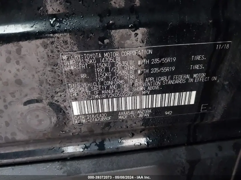 2019 TOYOTA RAV4 LIMITED