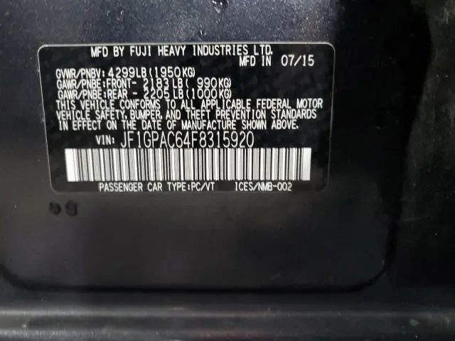 2015 SUBARU IMPREZA PREMIUM  