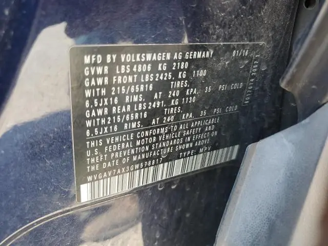 2016 VOLKSWAGEN TIGUAN S  