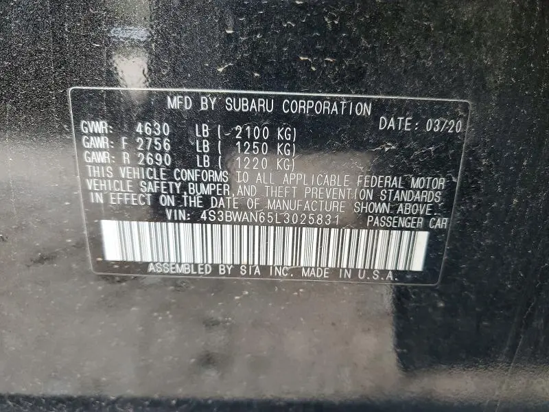 2020 SUBARU LEGACY LIMITED  