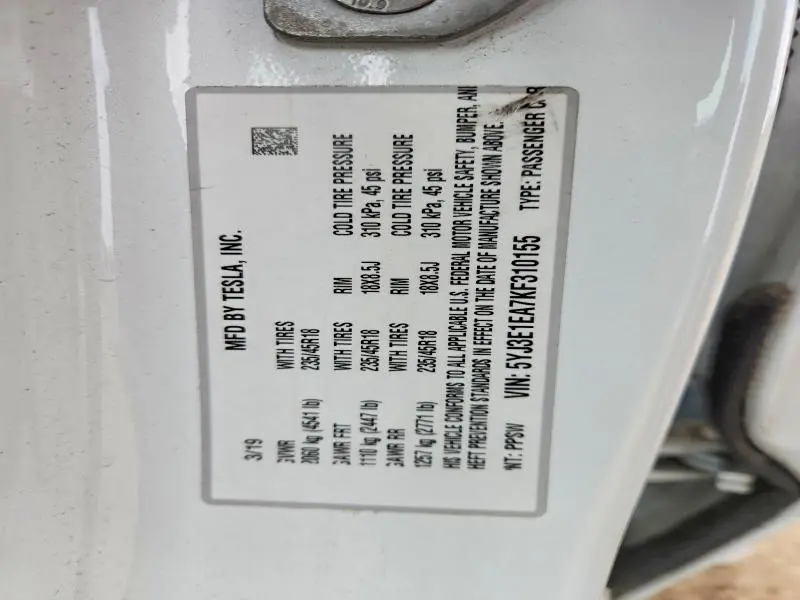 2019 TESLA MODEL 3 2WD 4D SEDAN LONG RANGE