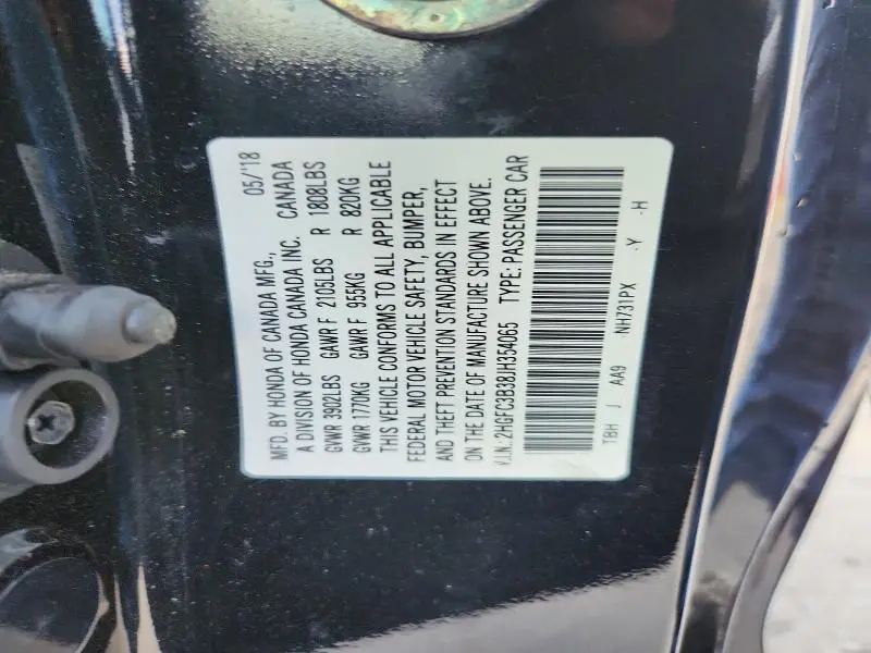 2018 HONDA CIVIC EX  